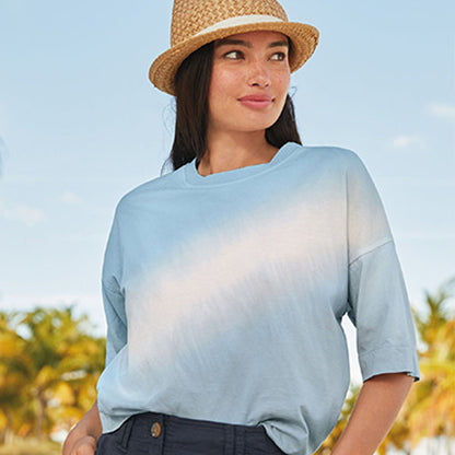 Blue Tie Dye Crop Boxy Short Sleeve T-Shirt