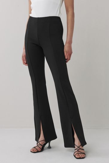 Black Ponte Split Hem Flare