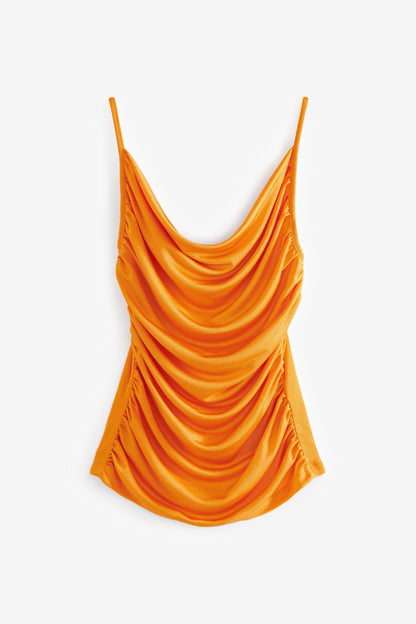 Orange Cowl Neck Cami Top