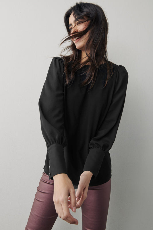 Black Long Sleeve Cuff Top