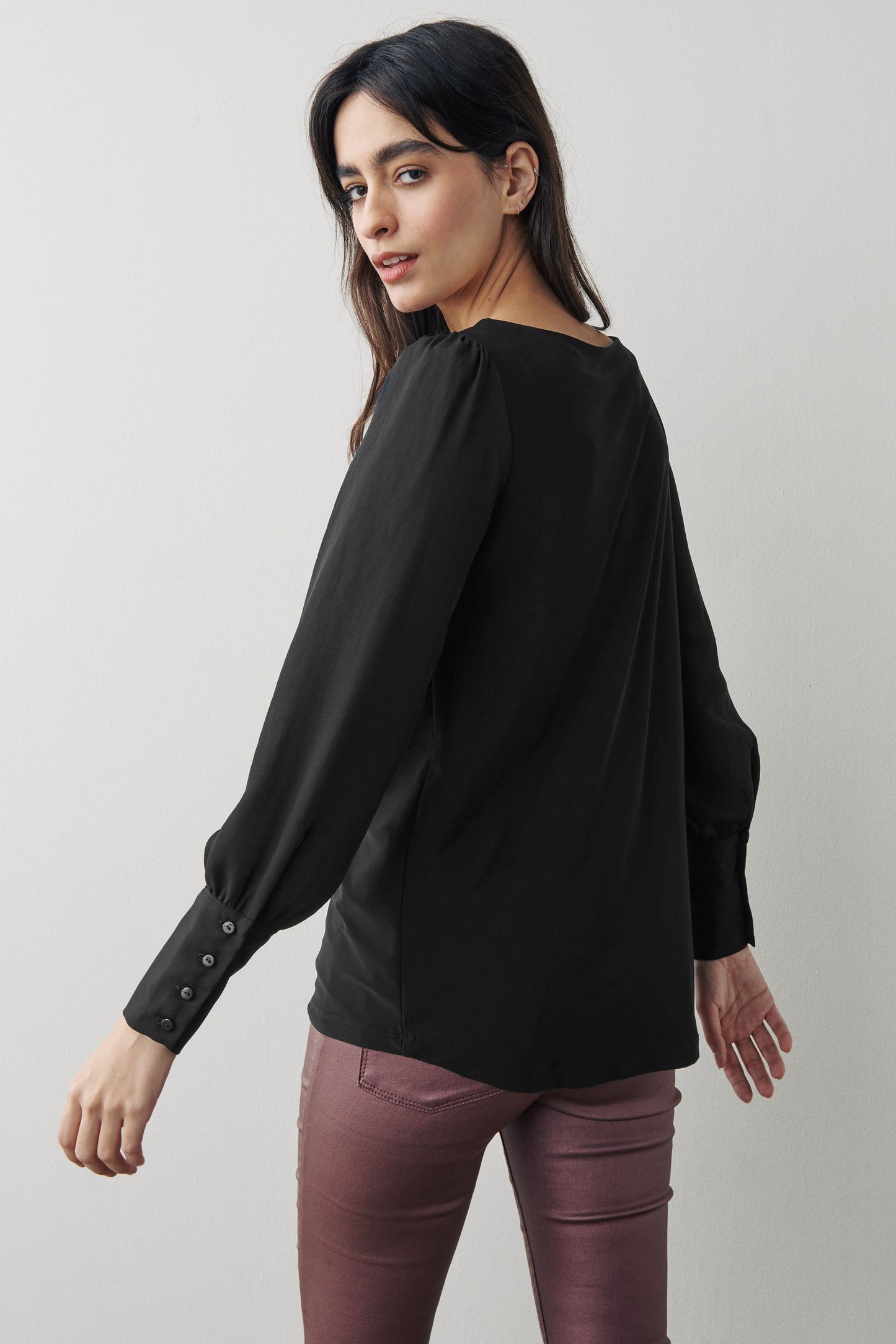 Black Long Sleeve Cuff Top