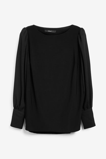 Black Long Sleeve Cuff Top