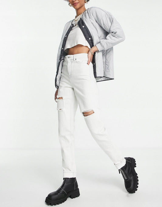Tall Ripped Mom Jean - Light Blue