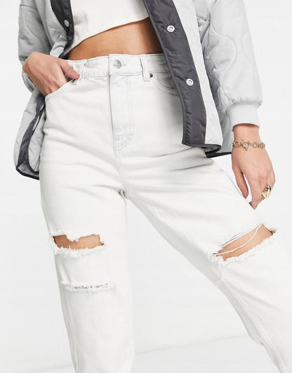 Tall Ripped Mom Jean - Light Blue