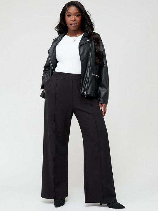 The Very Collection Curve Wide Leg Stretch Trouser - Black