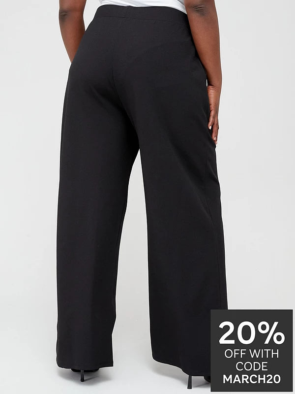 The Very Collection Curve Wide Leg Stretch Trouser - Black