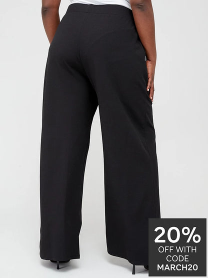 The Very Collection Curve Wide Leg Stretch Trouser - Black