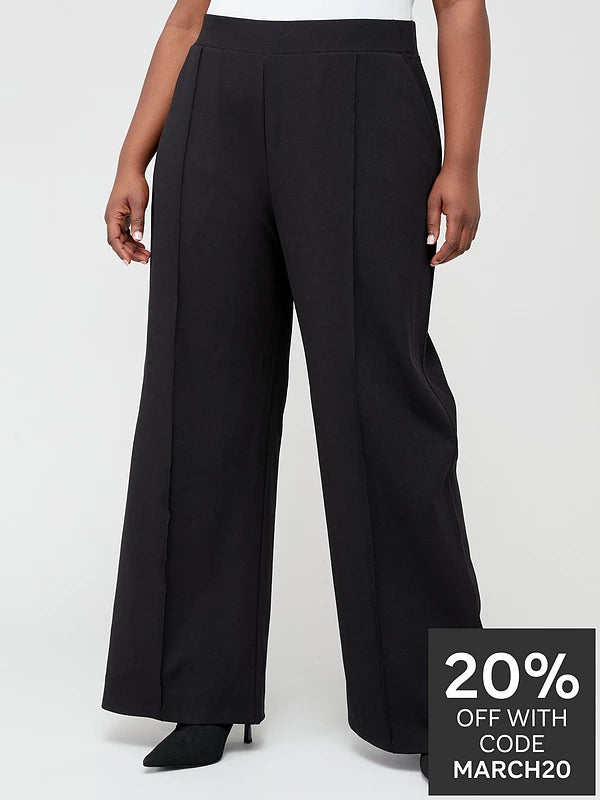 The Very Collection Curve Wide Leg Stretch Trouser - Black