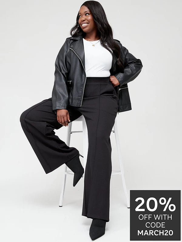 The Very Collection Curve Wide Leg Stretch Trouser - Black