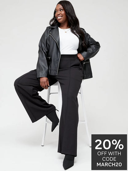 The Very Collection Curve Wide Leg Stretch Trouser - Black