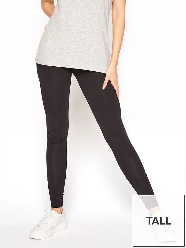 Tall Cotton Elastane 2 Pk Legging Long - Black