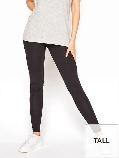 Tall Cotton Elastane 2 Pk Legging Long - Black