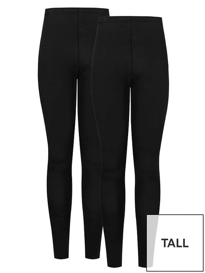 Tall Cotton Elastane 2 Pk Legging Long - Black