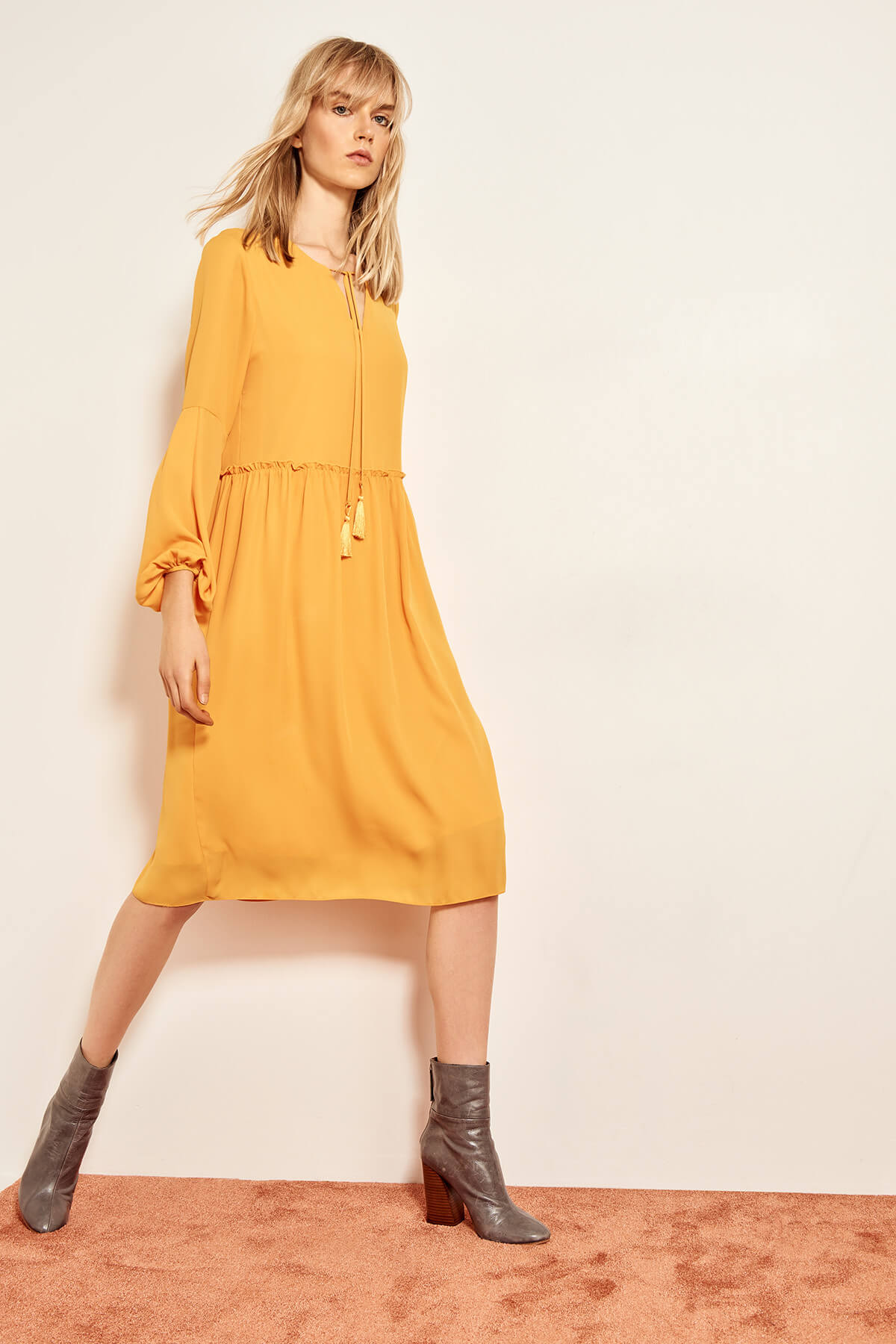 Mustard Tasseled dress