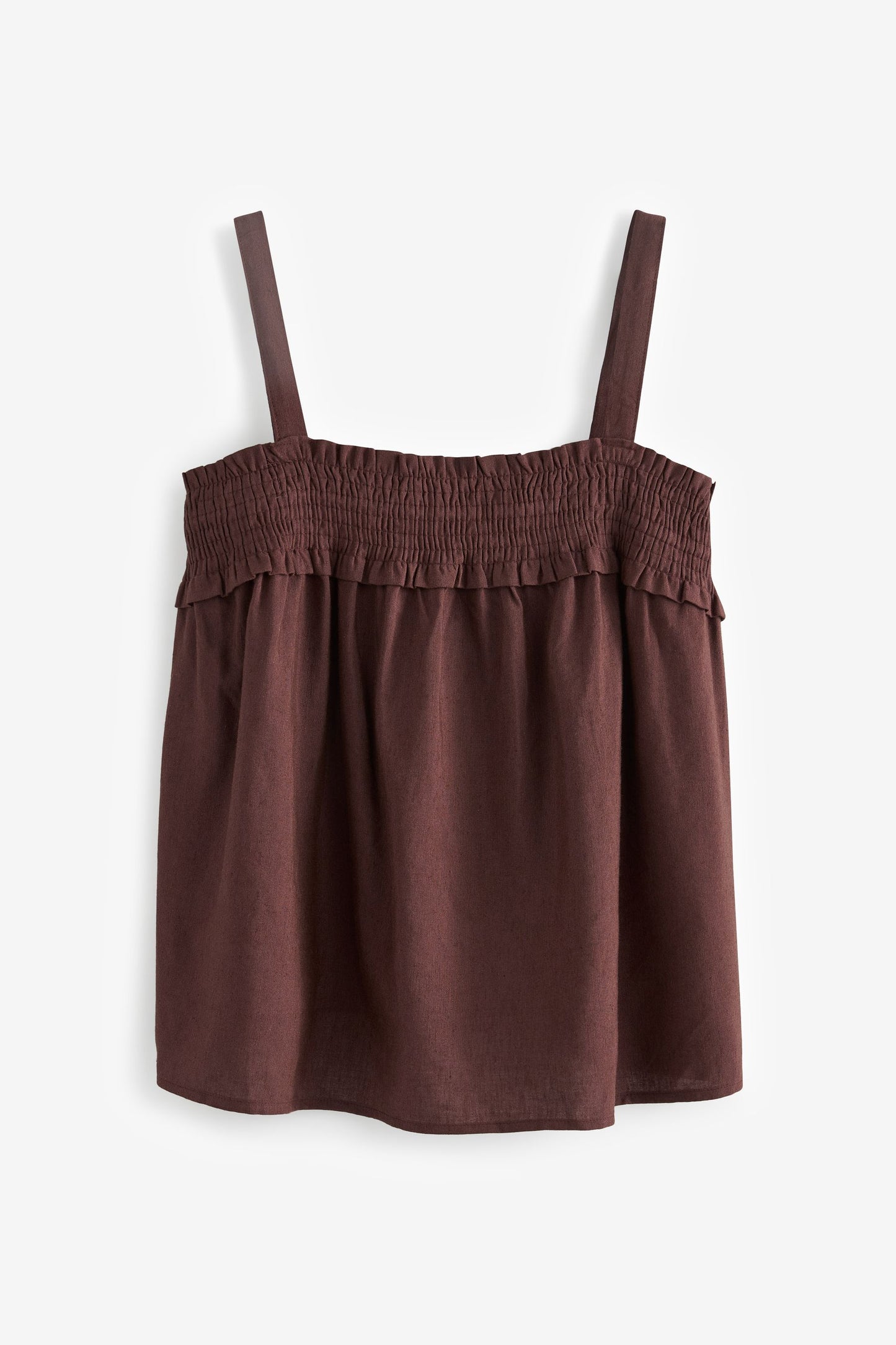 Brown Shirred Cami Top