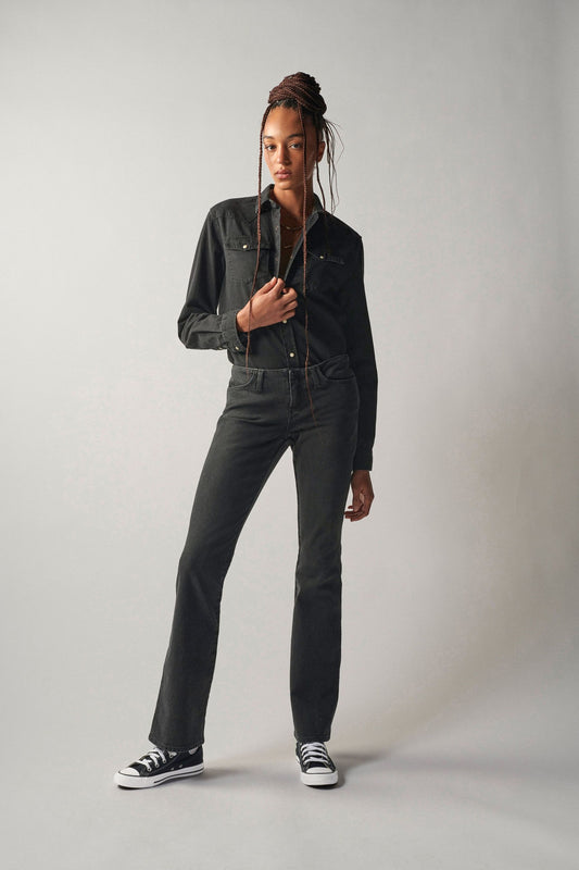 Black Super Low Rise Stretch Flare Jeans