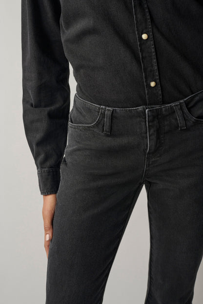 Black Super Low Rise Stretch Flare Jeans