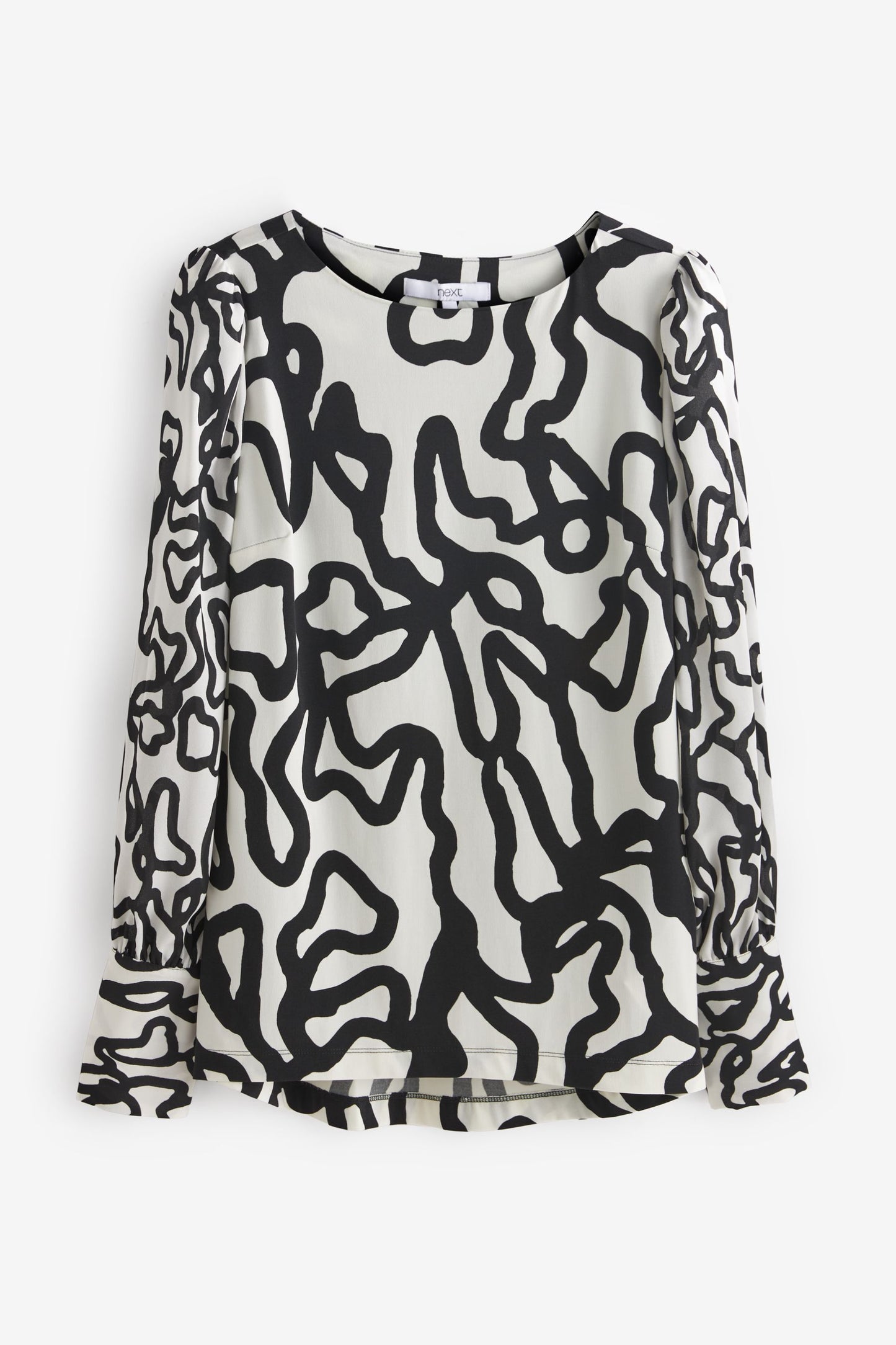 Monochrome Print Long Sleeve Top