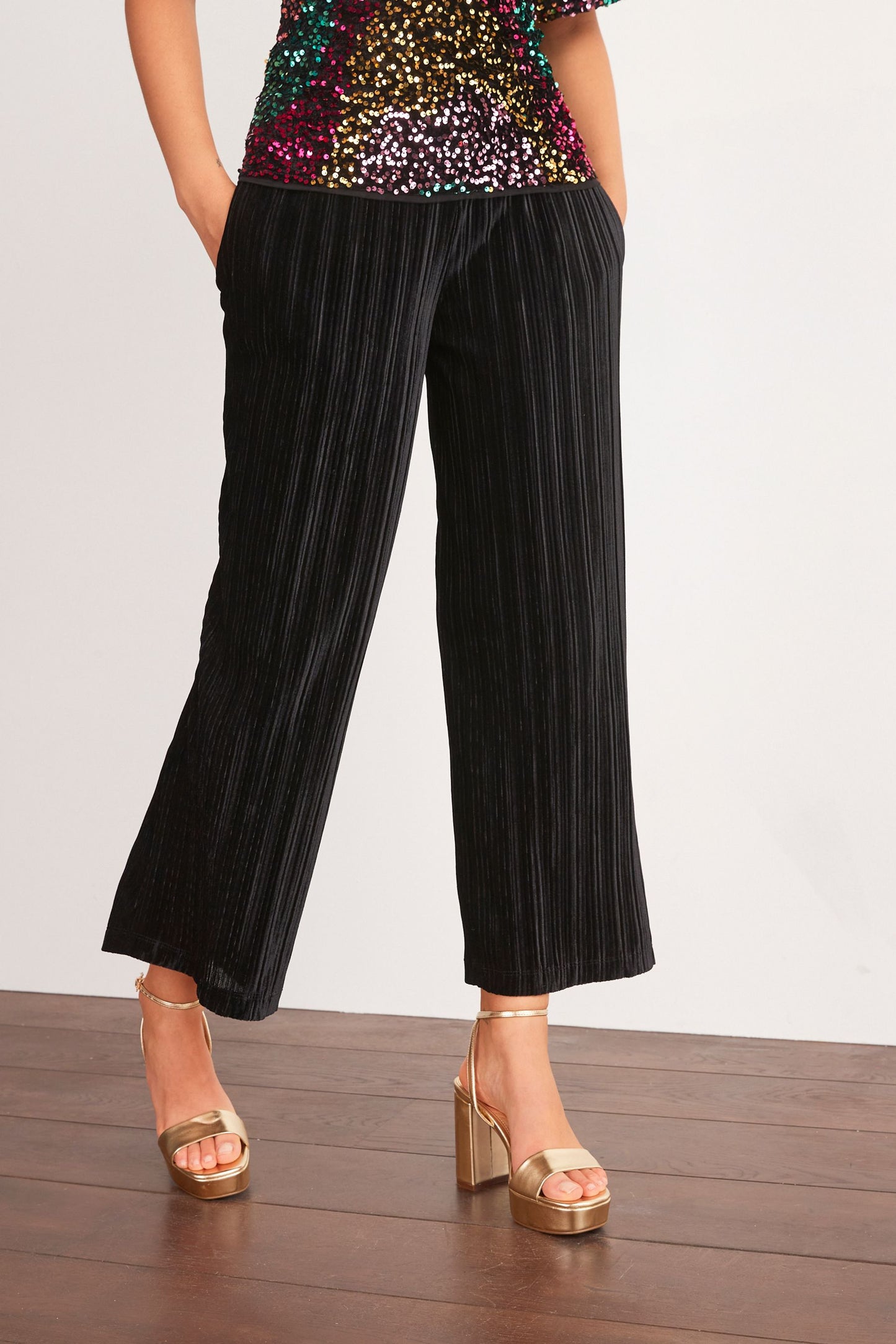 Velvet Culotte Trousers Black