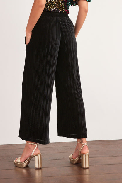 Velvet Culotte Trousers Black