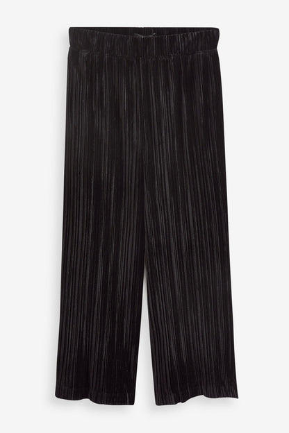 Velvet Culotte Trousers Black