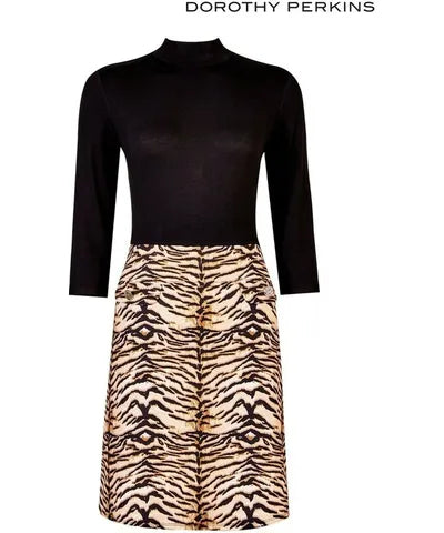 Tiger Print 2-In-1 Dress