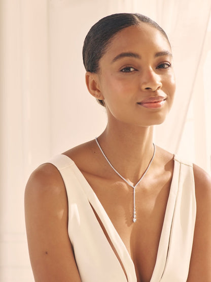 Silver-tone Cupchain Y shape Necklace