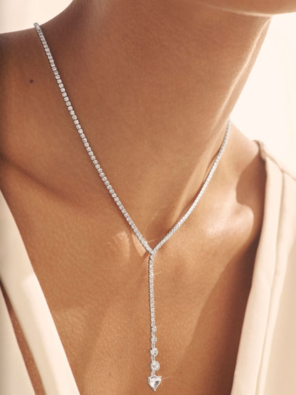 Silver-tone Cupchain Y shape Necklace