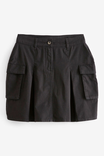 Black Utility Mini Cargo Skirt