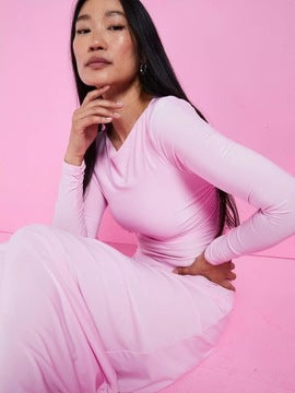 Ruched Detail Maxi Dress Pink