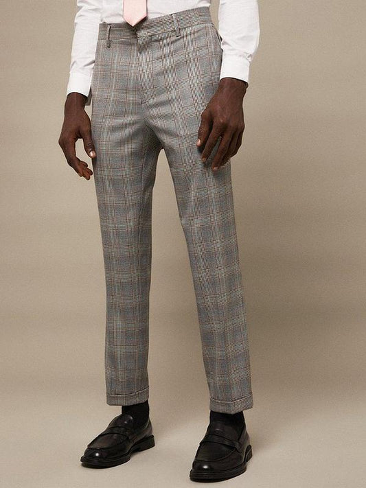 Slim Fit Aqua Bold Check Suit Trouser