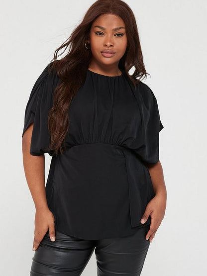 Black Batwing Sleeve Top