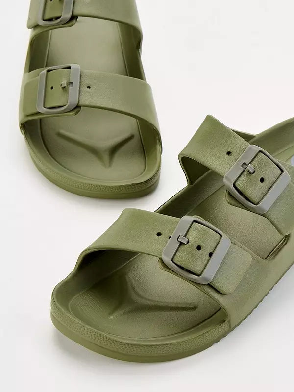 Jack & Jones Jack & Jones Croxton Moulded Two Strap Sandals - Khaki