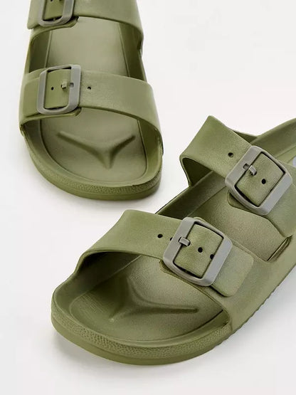 Jack & Jones Jack & Jones Croxton Moulded Two Strap Sandals - Khaki