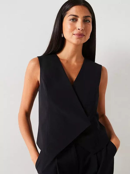 Asymmetrical Tailored Waistcoat - Black