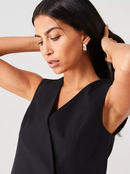 Asymmetrical Tailored Waistcoat - Black