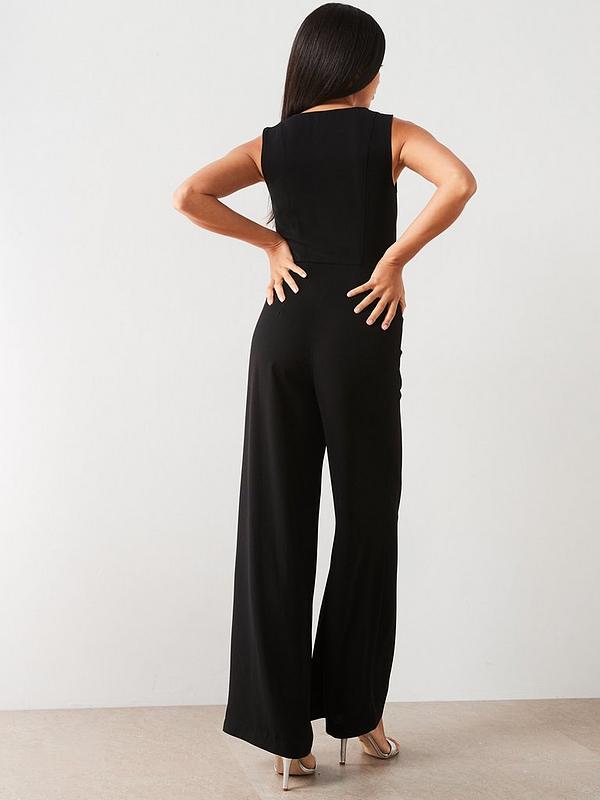 V by Very Waistcoat Jumpsuit - Black