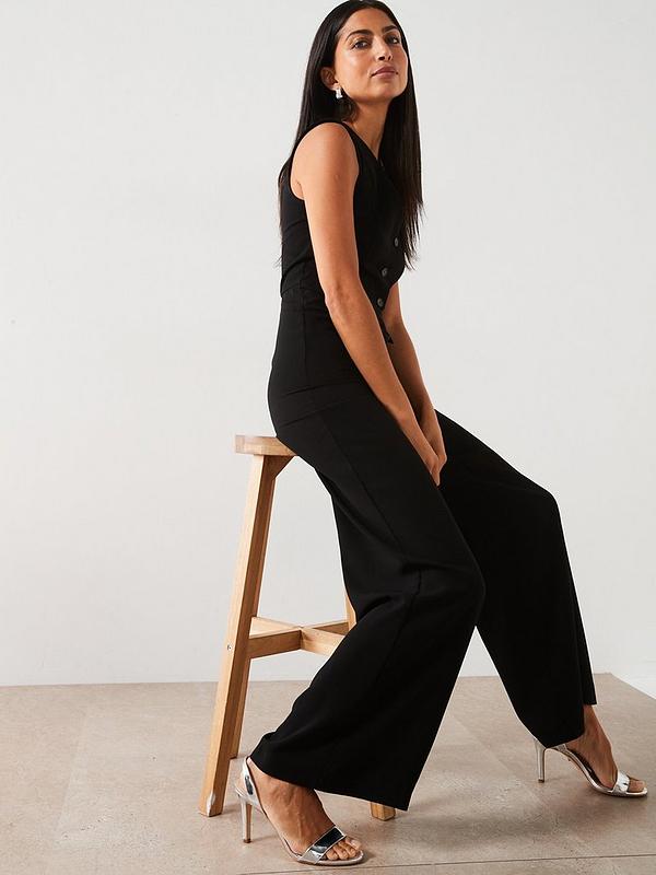 V by Very Waistcoat Jumpsuit - Black