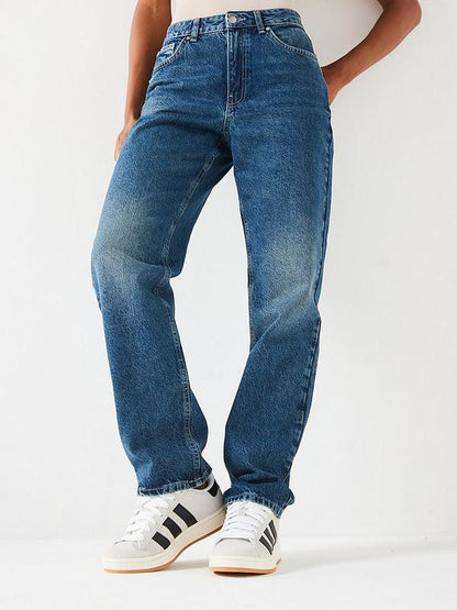 V by Very High Waist Relaxed Fit Jeans - Midi Wash