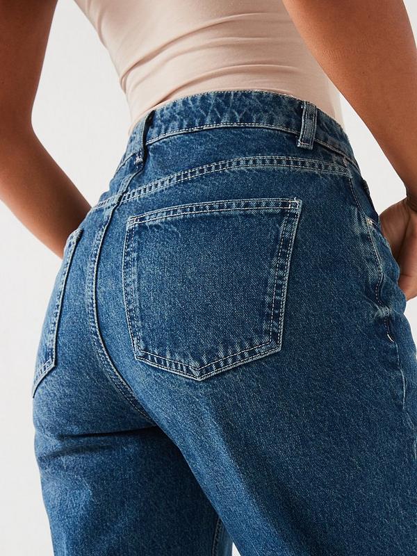 V by Very High Waist Relaxed Fit Jeans - Midi Wash