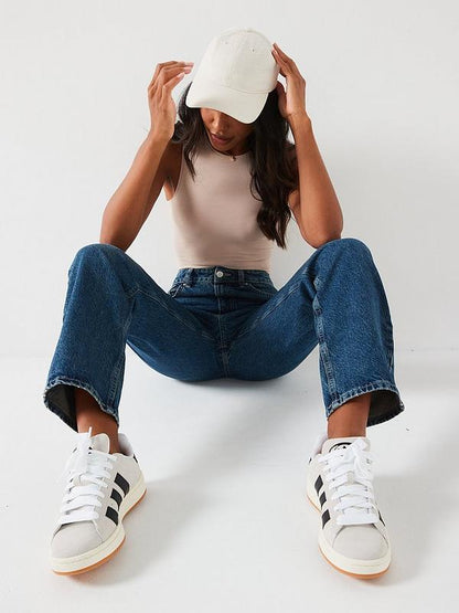 V by Very High Waist Relaxed Fit Jeans - Midi Wash