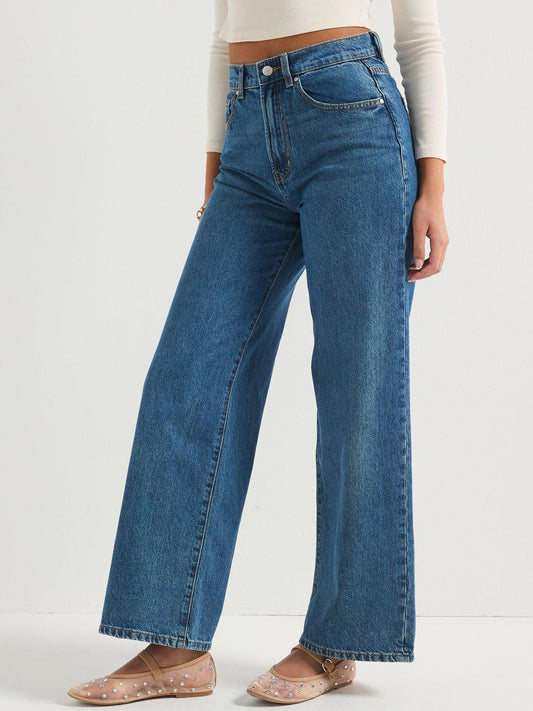 Only High Waist Wide Leg Denim Jean - Blue