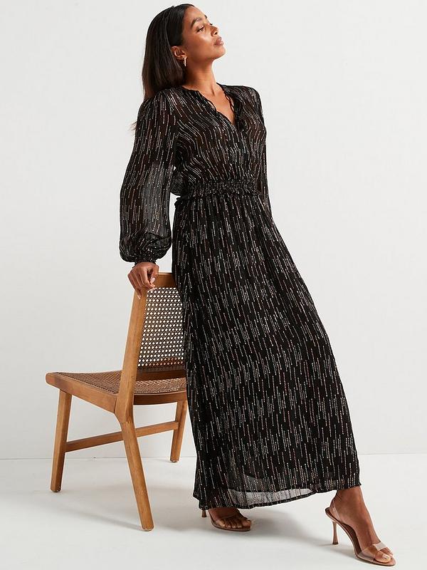 Lurex Midi Dress - Black