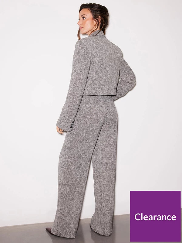 Michelle Keegan Co-Ord Textured Tailored Blazer - Grey