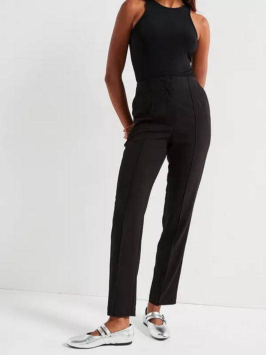 Seamed Slim Leg Formal Trouser - Black