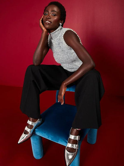 V by Very X Carol Byrne High Waist Ultra Wide Leg Trouser - Black