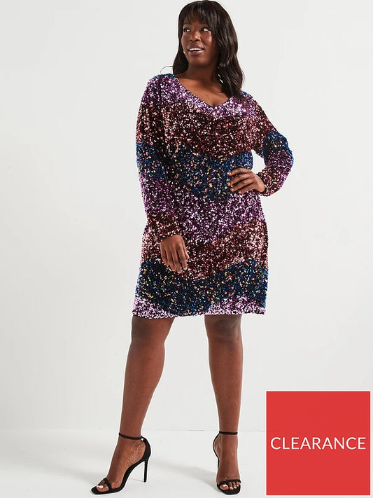 Sequin Neck Mini Dress - Multi