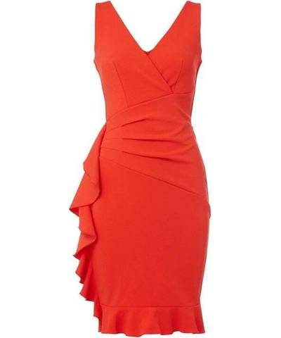 Red Side Ruffle Bodycon Dress