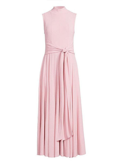 Michelle Keegan Tie Waisted Seam Midaxi Dress - Pink