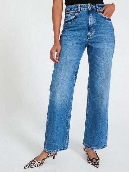 V by Very High Waist Wide Leg Jeans - Midi Wash
